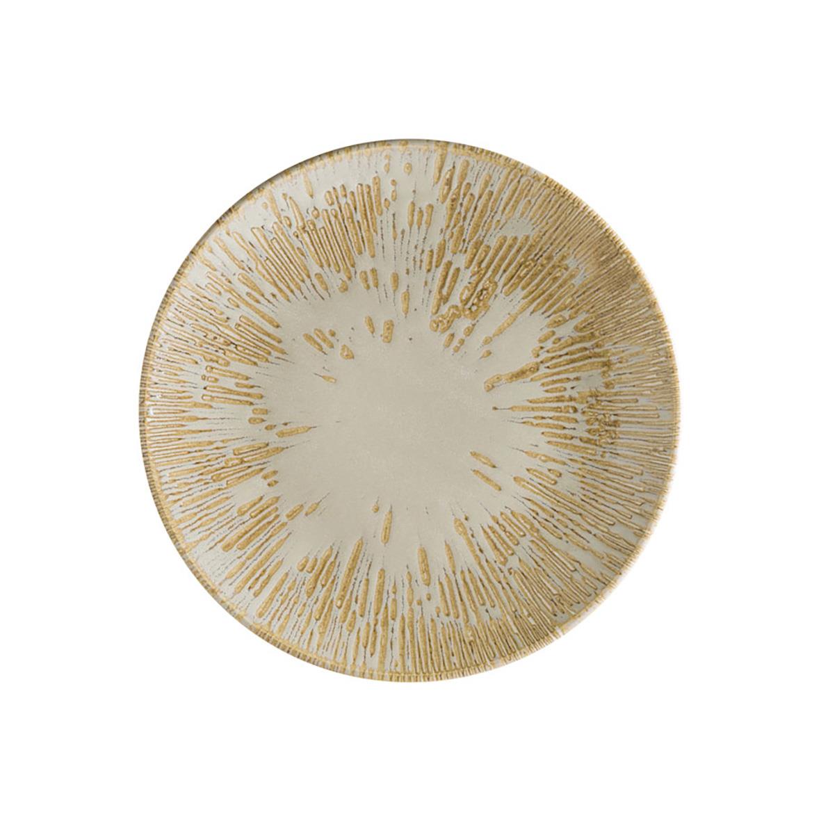 Tallrik Bonna Snell Gourmet Flat Sand Ø19cm med guldfärgad dekor