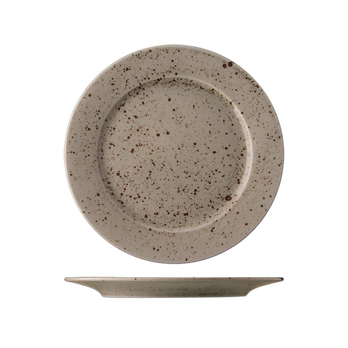 Tallrik Benedikt Lifestyle Flat Natural Ø17cm med beige och bruna fläckar