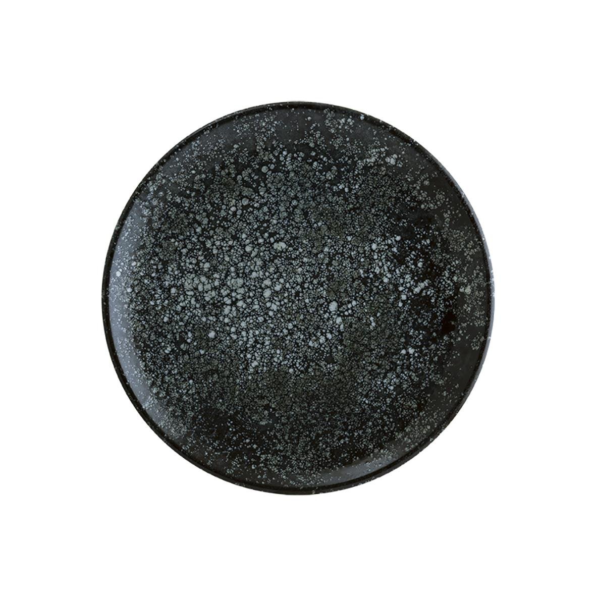Svart tallrik Bonna Cosmos Flat med vit speckleffekt, diameter 27cm