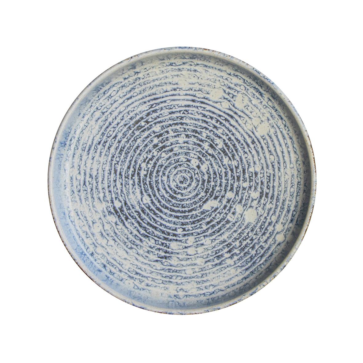 Blå tallrik Exxent Frost Flat med diameter 22 cm, rund och med ett spiralmönster
