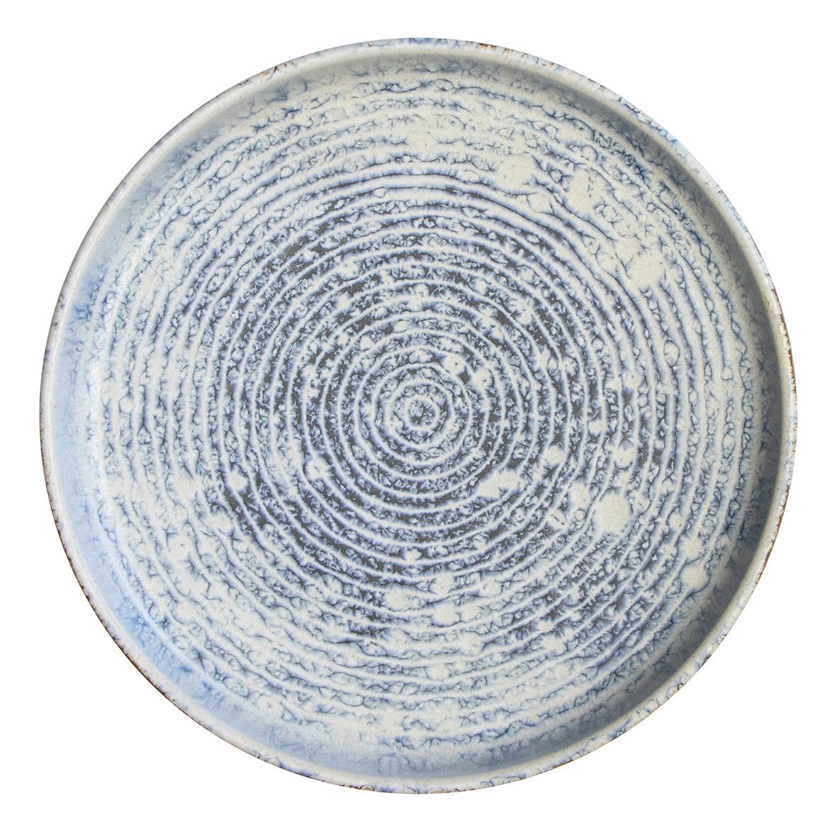 Blå tallrik Exxent Frost Flat Ø 28cm med cirkulärt mönster