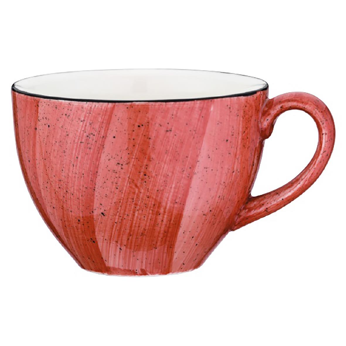 Röd keramikkopp Bonna Aura Passion 23cl med svart kant