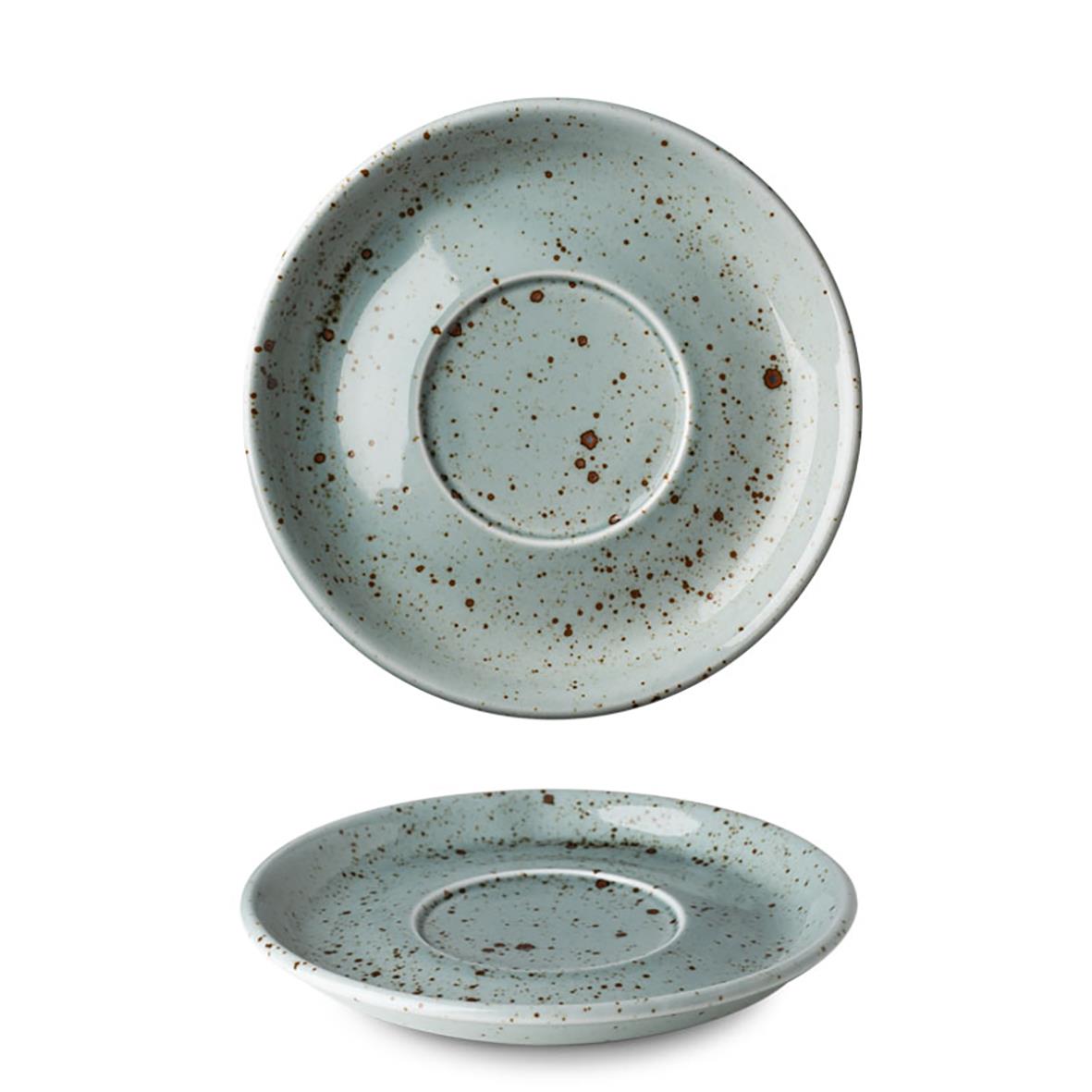 Kaffefat Lifestyle Rainforest Ø15cm med grönaktig glaserad yta och bruna fläckar