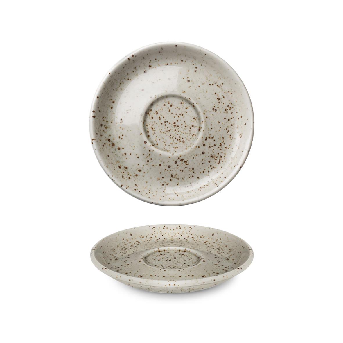 Kaffefat i naturligt design med bruna fläckar, Ø15cm, för kaffekoppar