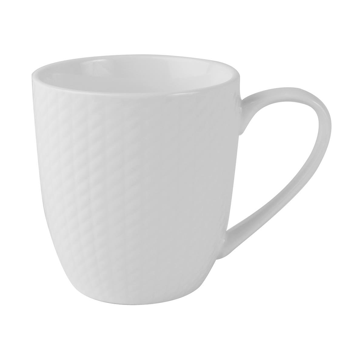 Vit kaffekopp Exxent Victoria 17cl med räfflad yta och handtag