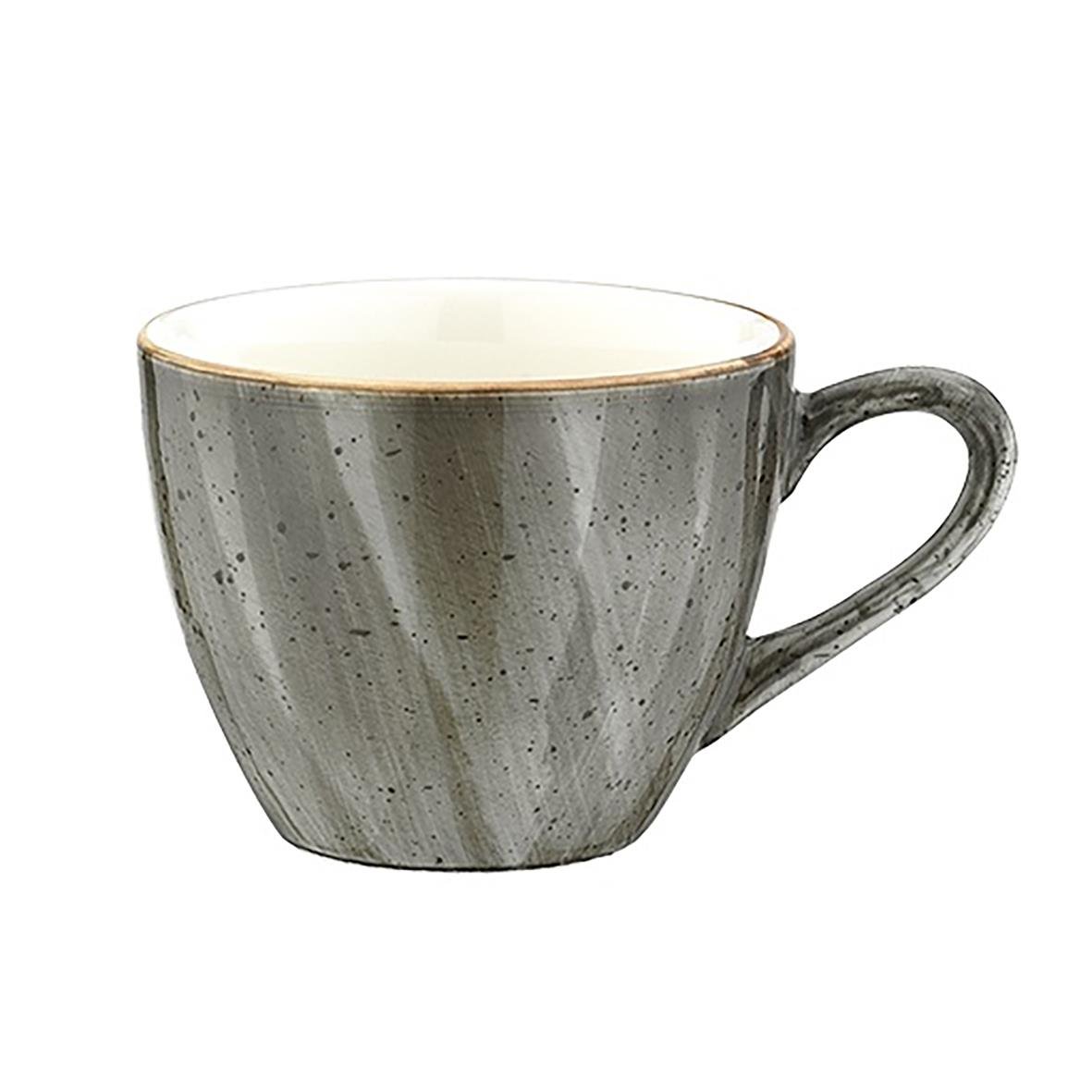 Espressokopp Bonna Aura Space 8cl i grått med guldkant