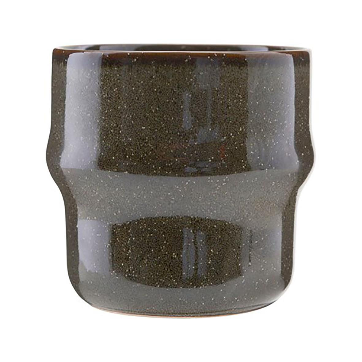 Grön och svart mugg med glittrande yta och rund form, 83x83 mm