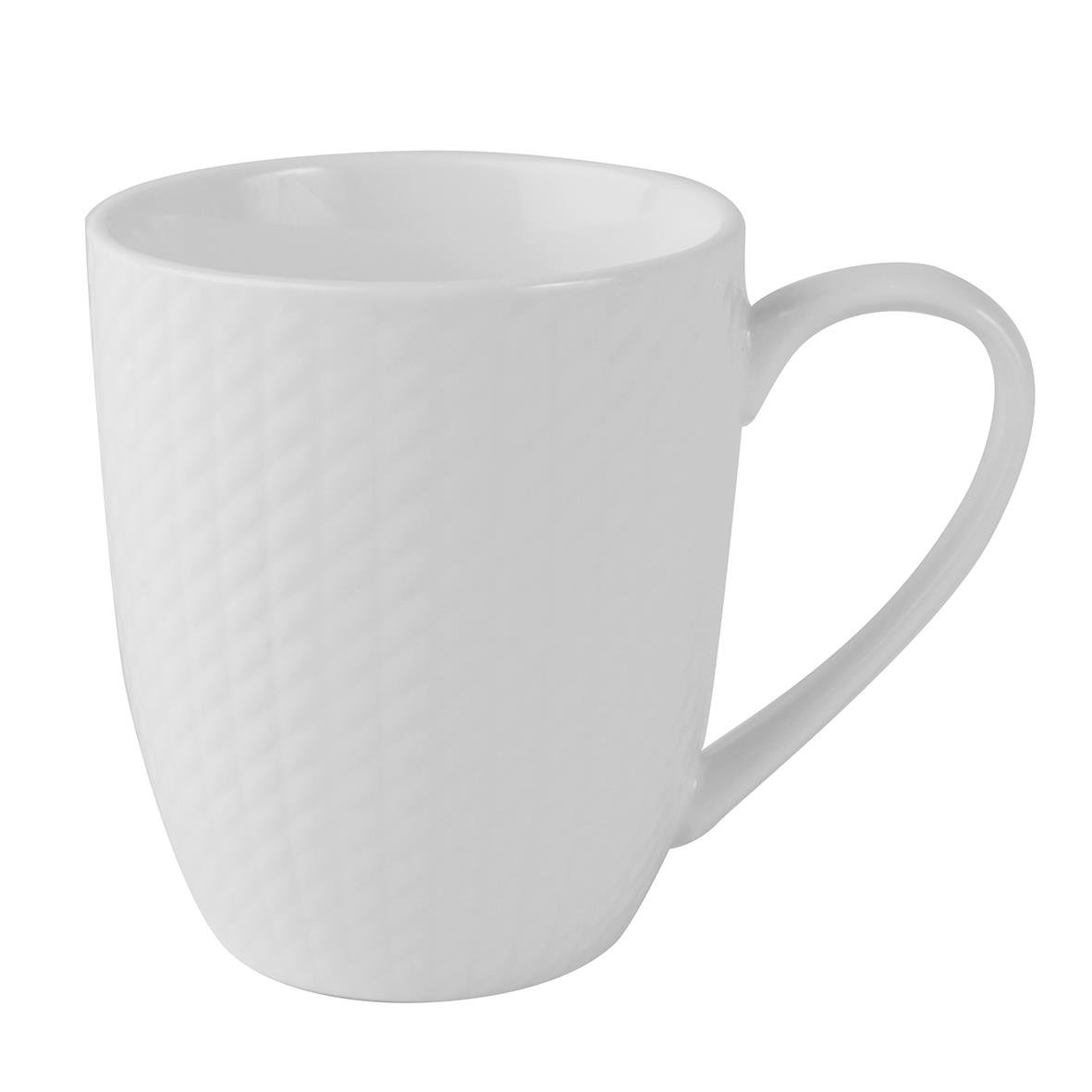 Vit mugg Exxent Victoria 28cl med räfflad yta och handtag