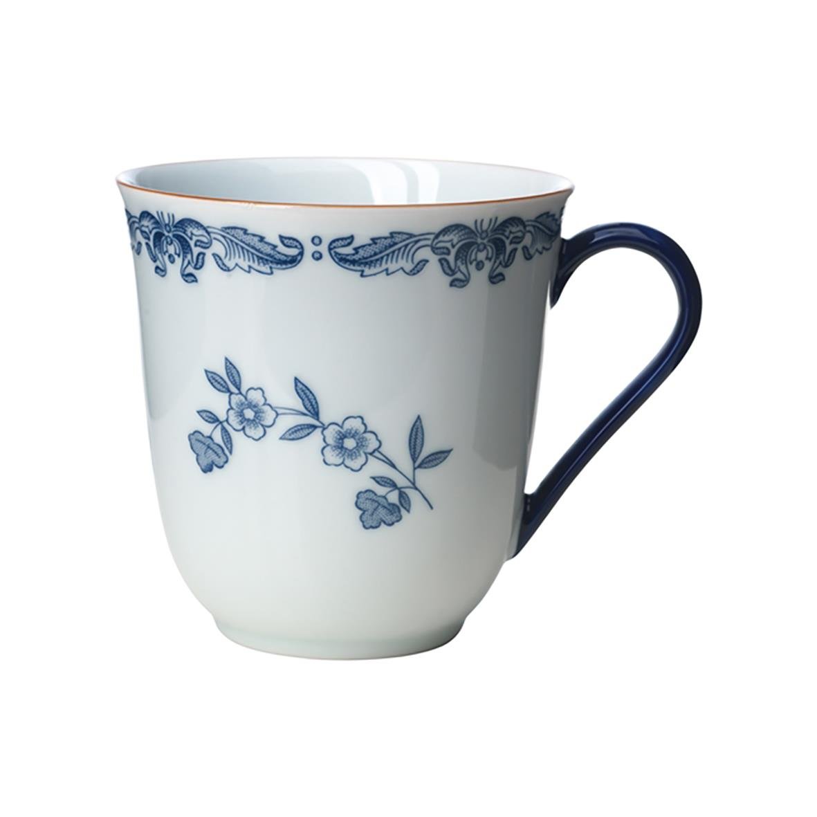 Vit mugg med blå Ostindia-Design från Rörstrand, 30cl