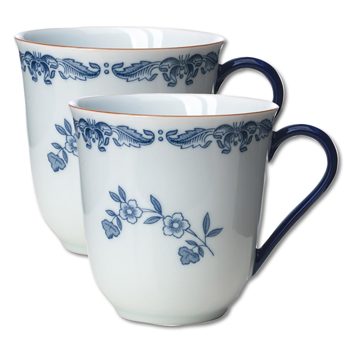 Vit mugg med blå Ostindia-Design från Rörstrand, 30cl