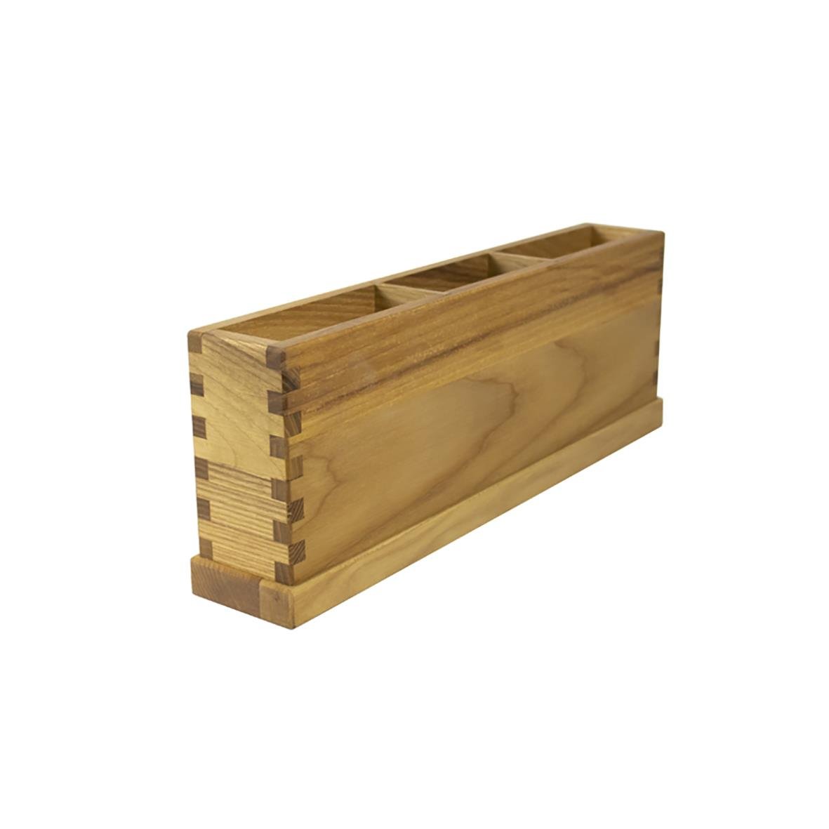 Tre-facks besticklåda i ek, mått 36,3x6x13cm