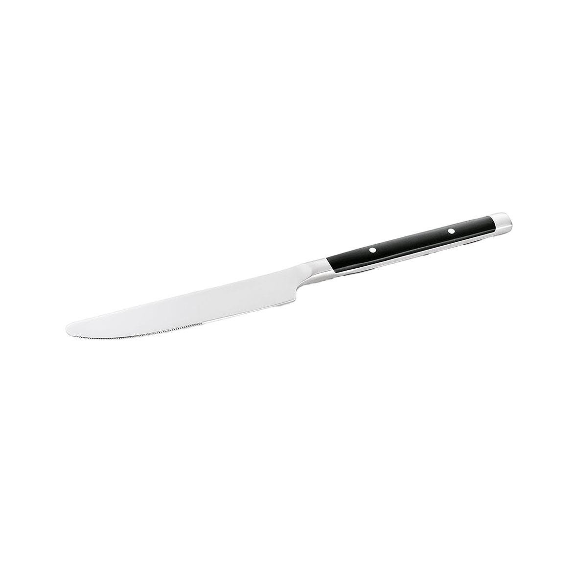 Kökskniv med svart och silverhandtag och vit blad