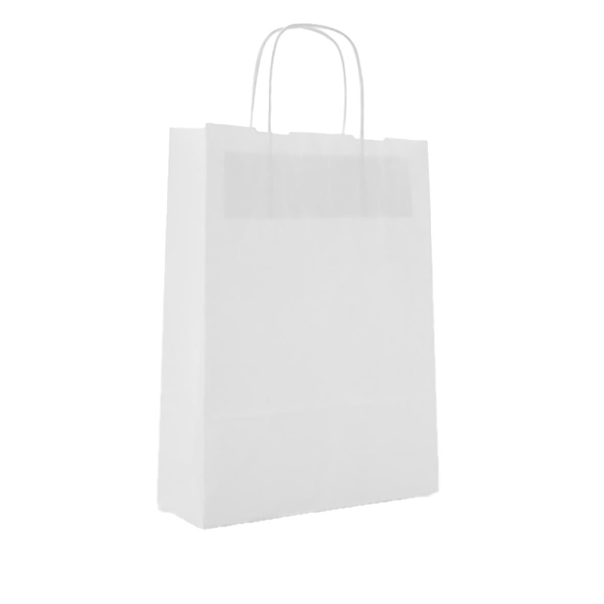 Vit pappbärkasse med handtag, mått 240x100x320 mm, 12 liter
