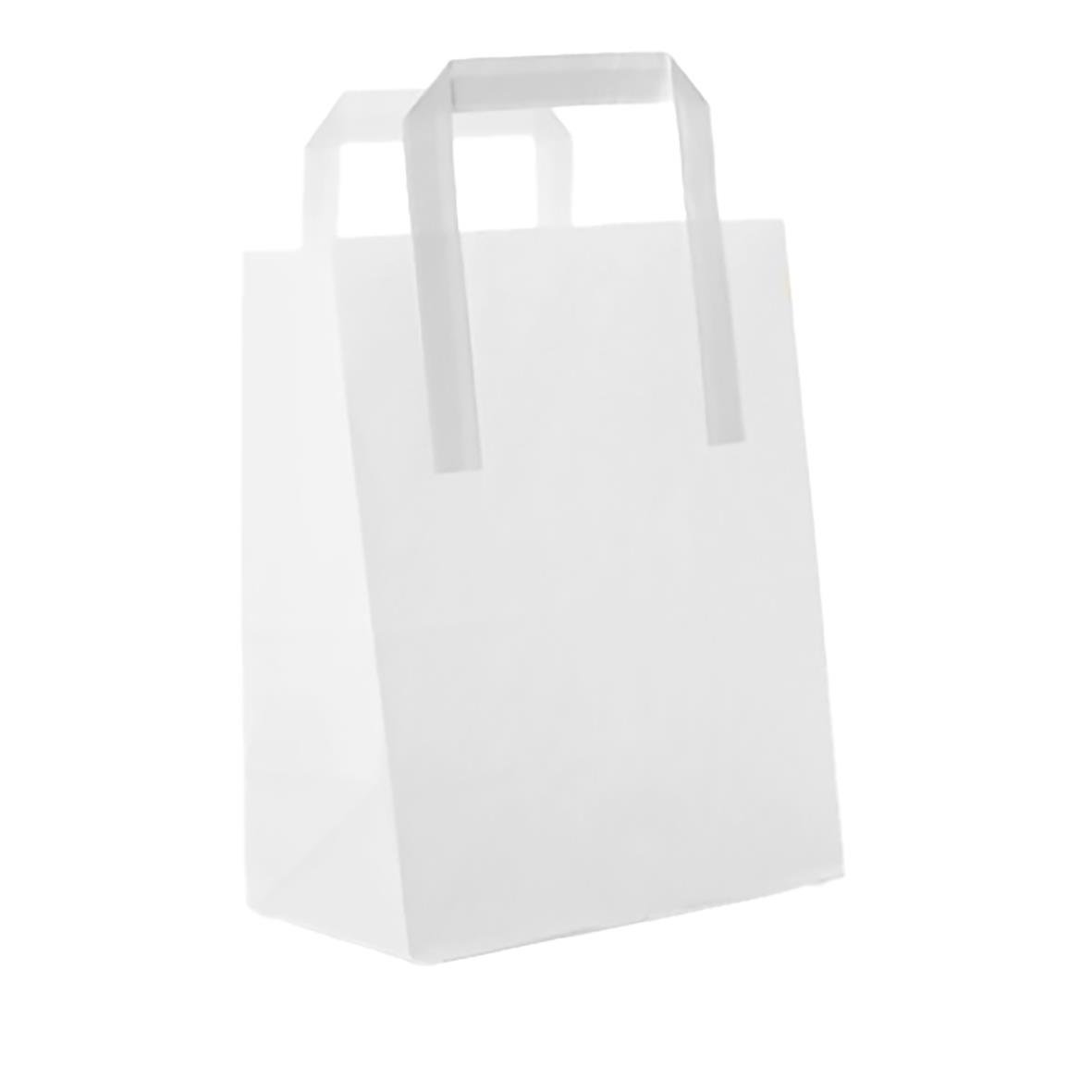 Vit pappbärkasse med handtag, mått 180x105x230 mm, 6L kapacitet