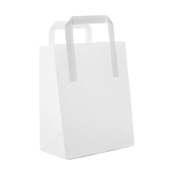 Vit papperskasse med platta handtag, mått 180x90x220mm, 3 liter