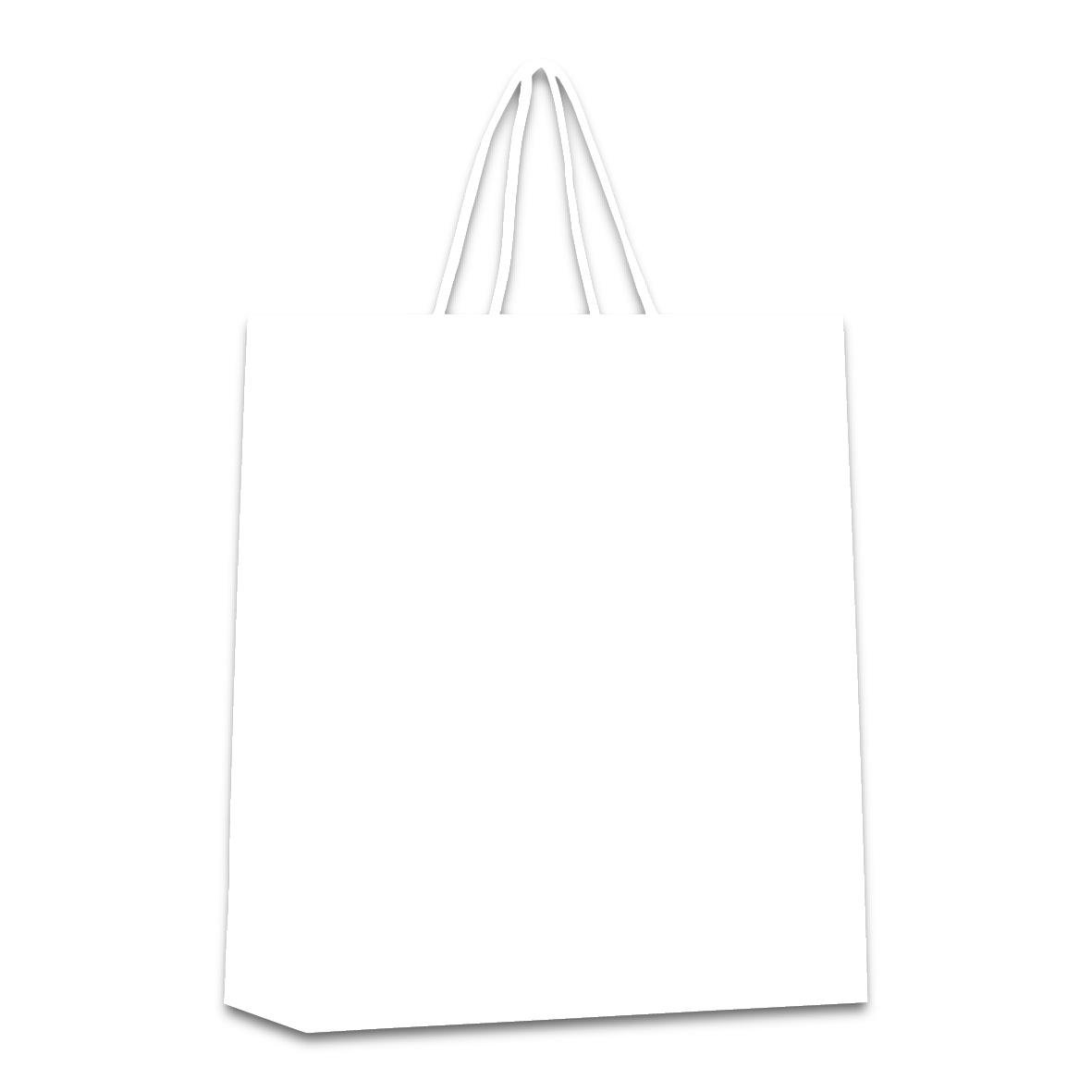 Vit papperskasse med handtag, blank och tom, storlek 320x120x400mm, 30L