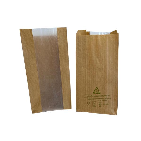 Brun papperspåse med fönster, 3 kg, 200x120x390 mm