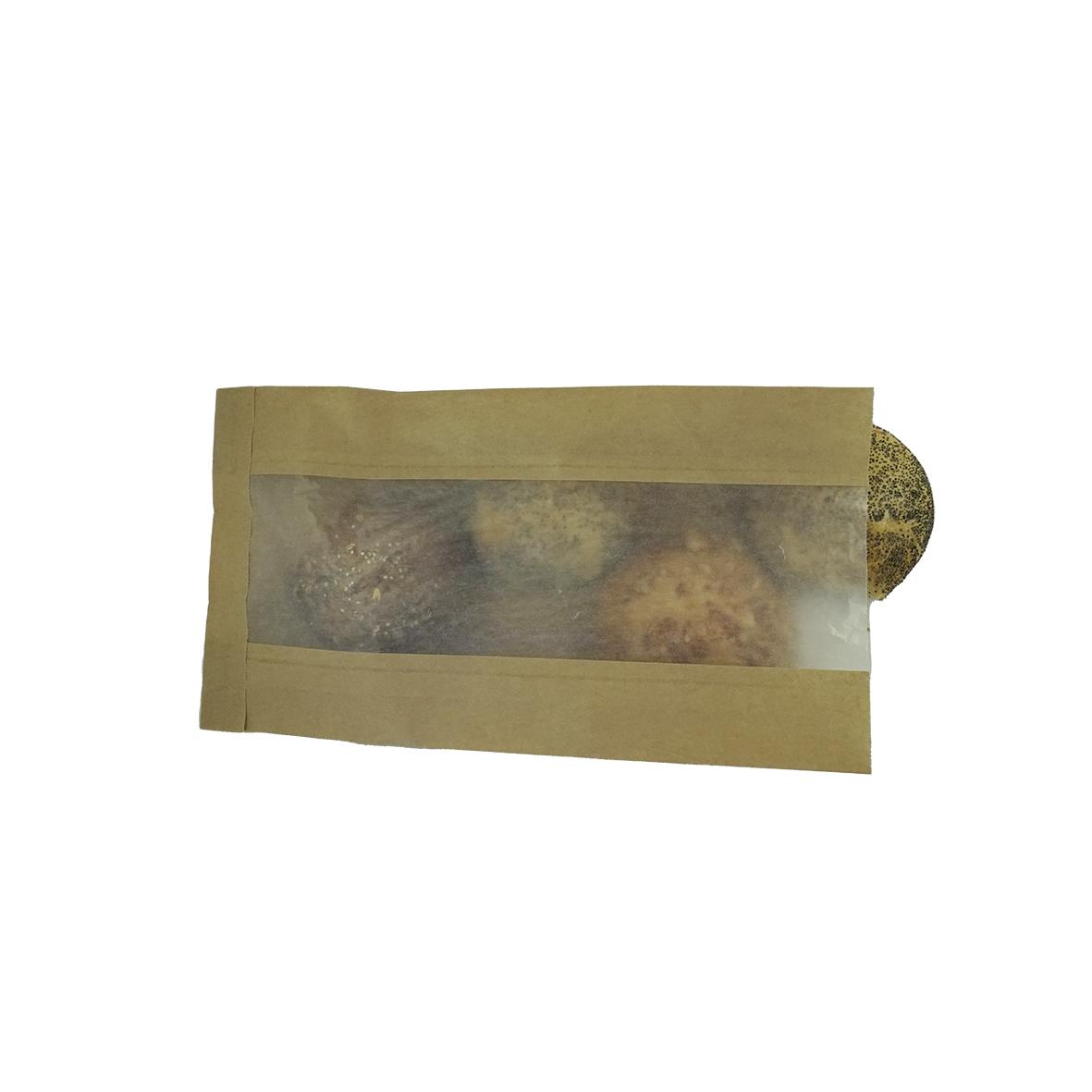 Brun papperspåse med pappersfönster, 1,5 kg, 160/100x320 mm