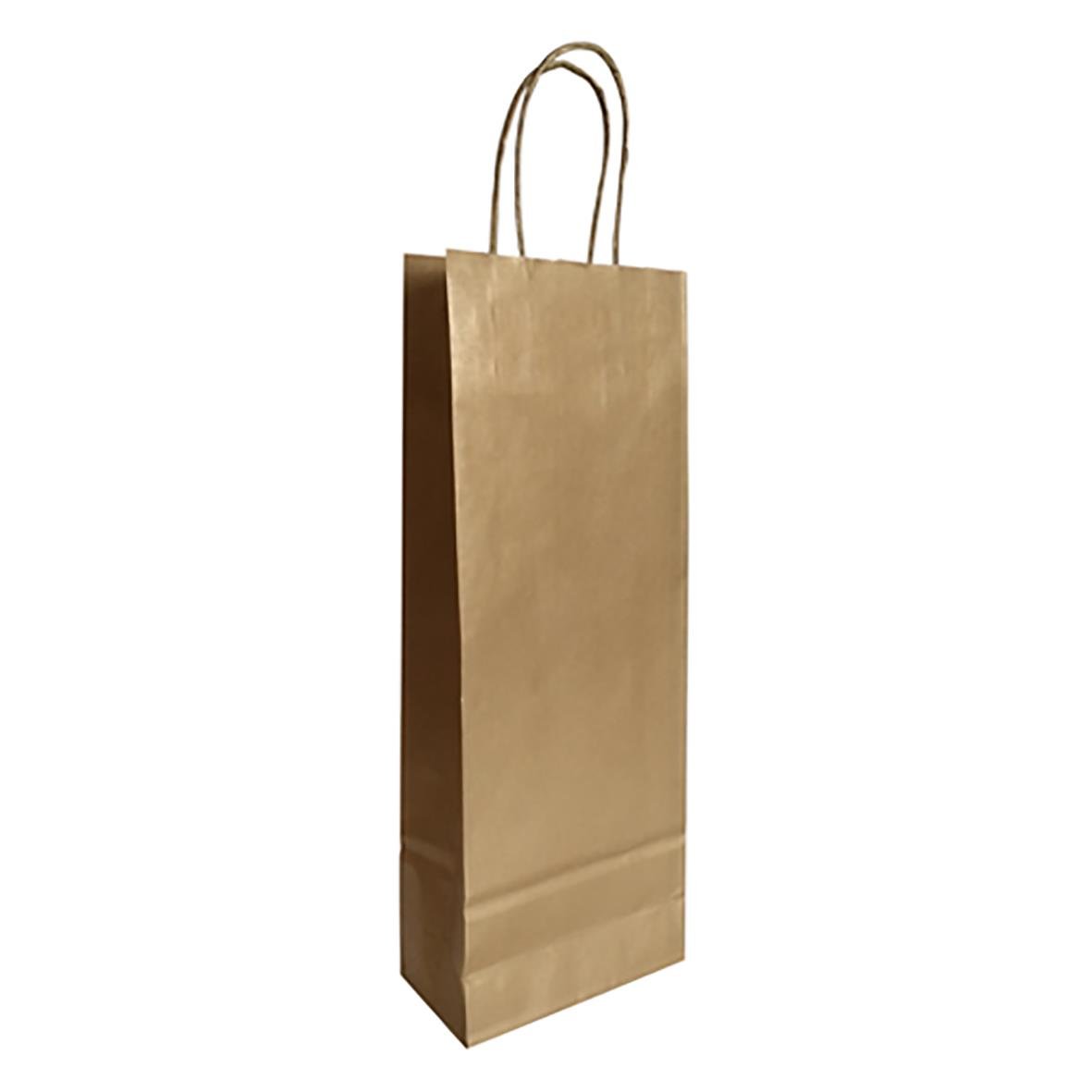 Guldfärgad papperskasse med tvinnat handtag, storlek 140x80x390mm