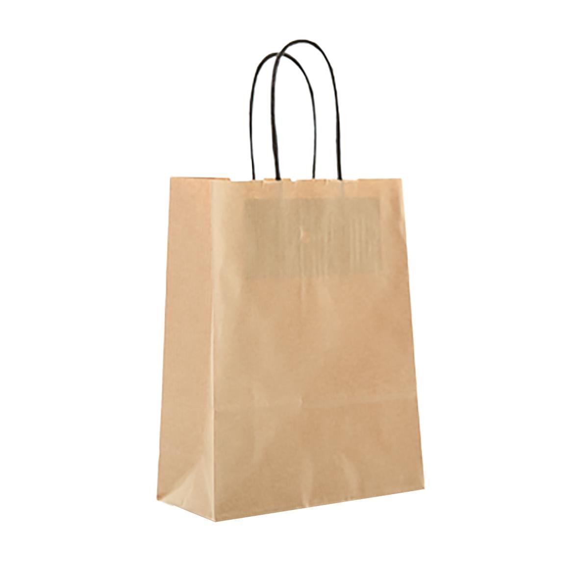 Brun papperskasse med tvinnhandtag och ribbad yta, mått 180x80x220mm, 3 liter