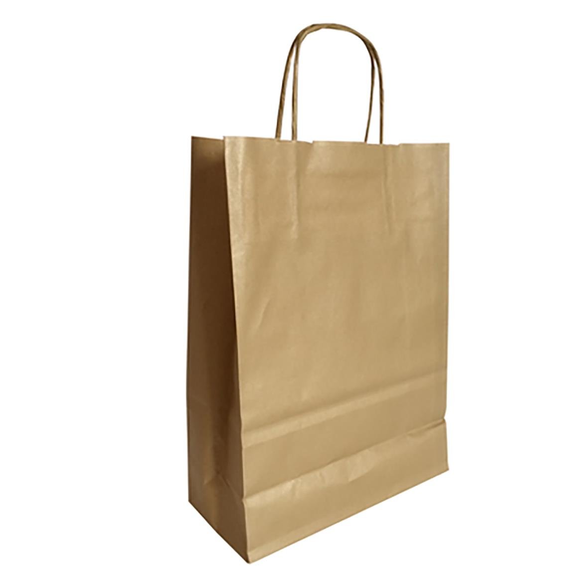 Guldfärgad papperskasse med handtag, storlek 220x100x310mm, 12L