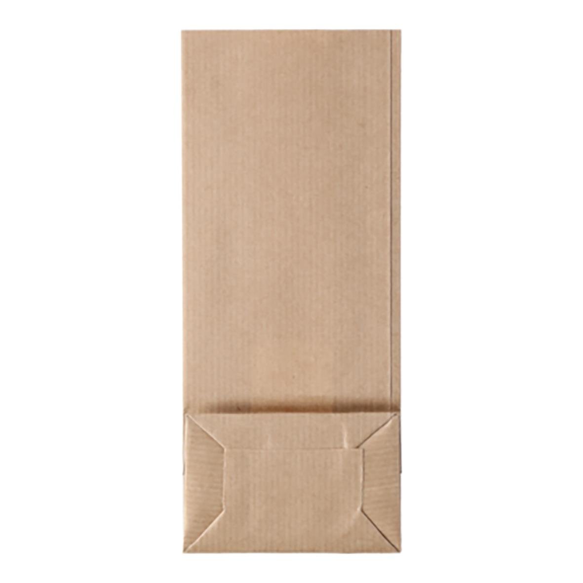 Brun ribbad papperspåse med fönster och öppning, storlek 80x50x190mm