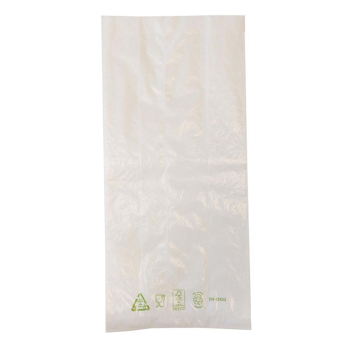 Transparent papperspåse Eco 150x80x330mm, miljövänlig och återvinningsbar