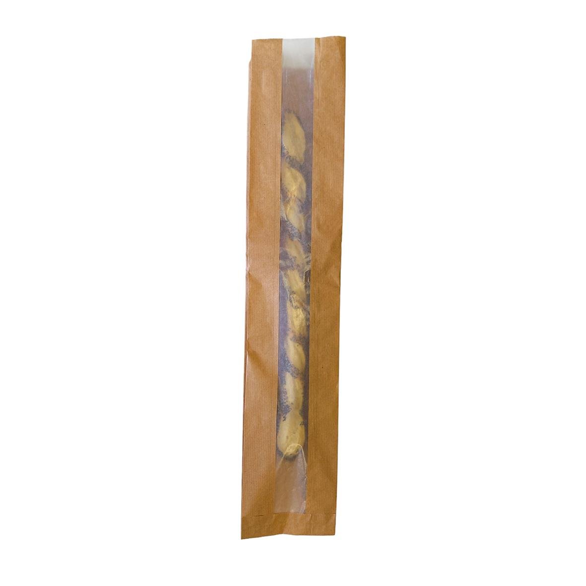Papperspåse för baguette med fönster, 120x60x630mm
