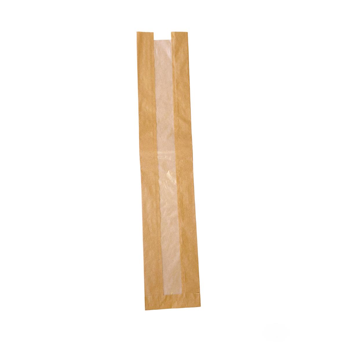 Papperspåse för baguette med pappersfönster, 120x60x630mm