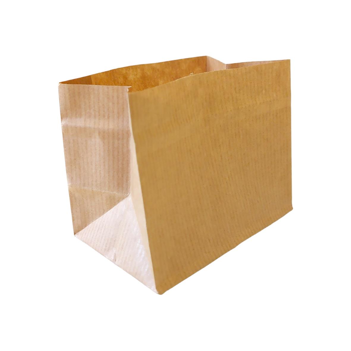 Brun papperspåse med insida av PE-belagd, mått 105x65x80mm