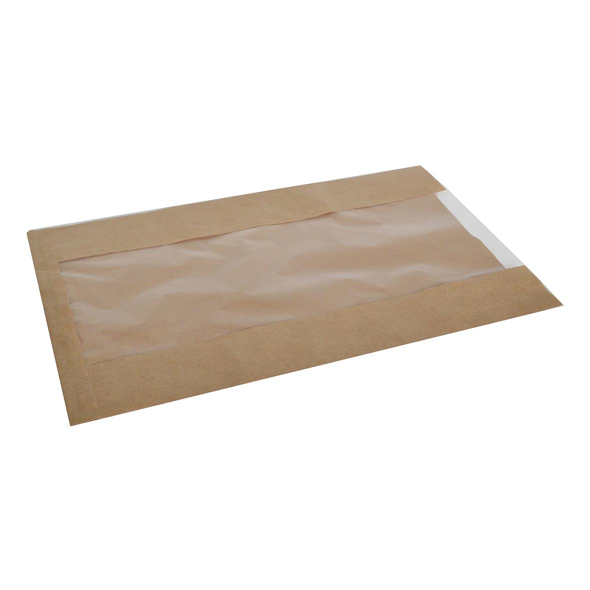 Papperspåse Plan Med Pappersfönster Brun 270x75x450mm