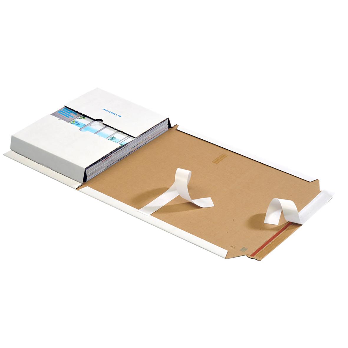 Vit fodrad papperpåse för räkningar, storlek 390x265x170mm