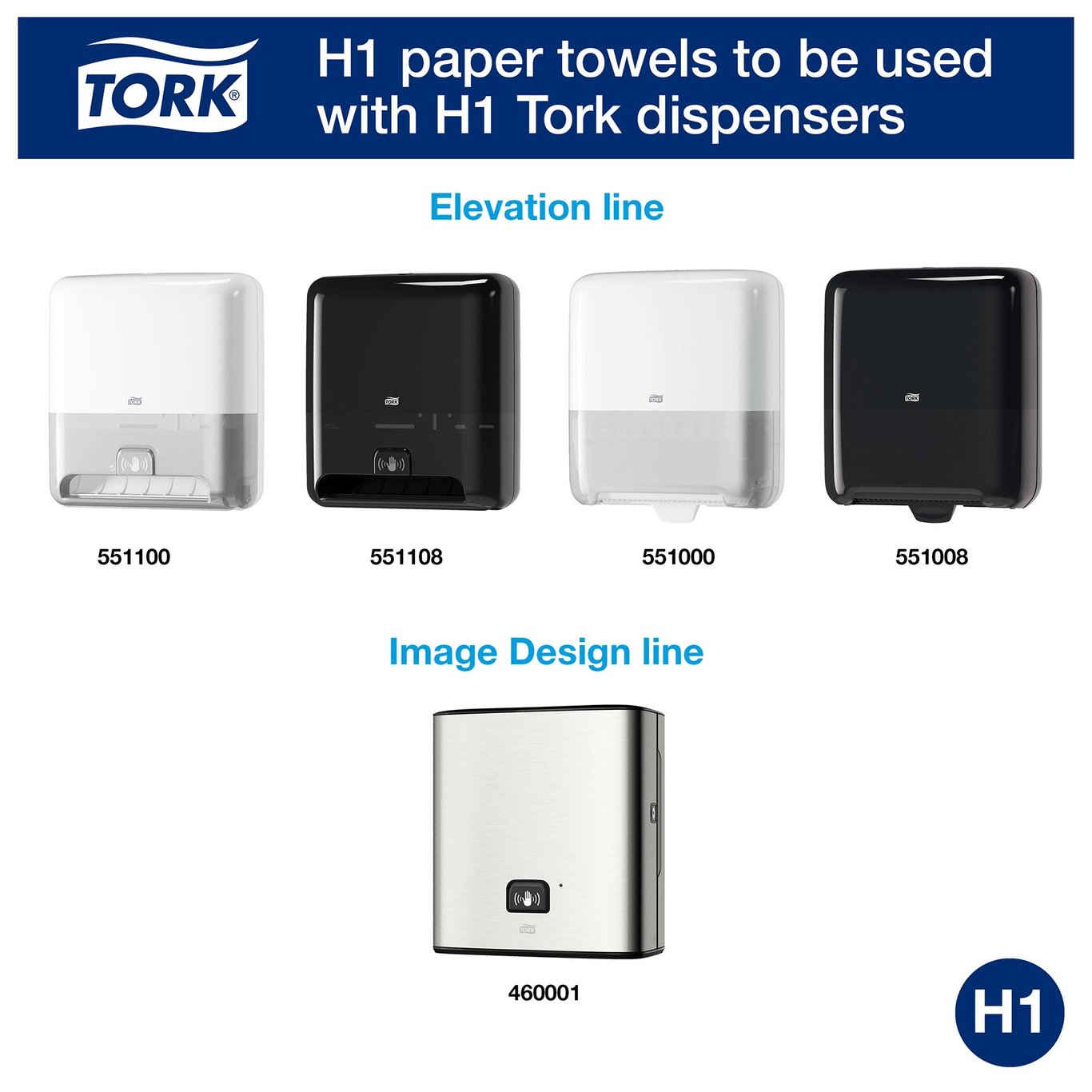 Pappershandduk Tork H13 Adv 2-lg 247mm x 143m i vitt och svart dispenser