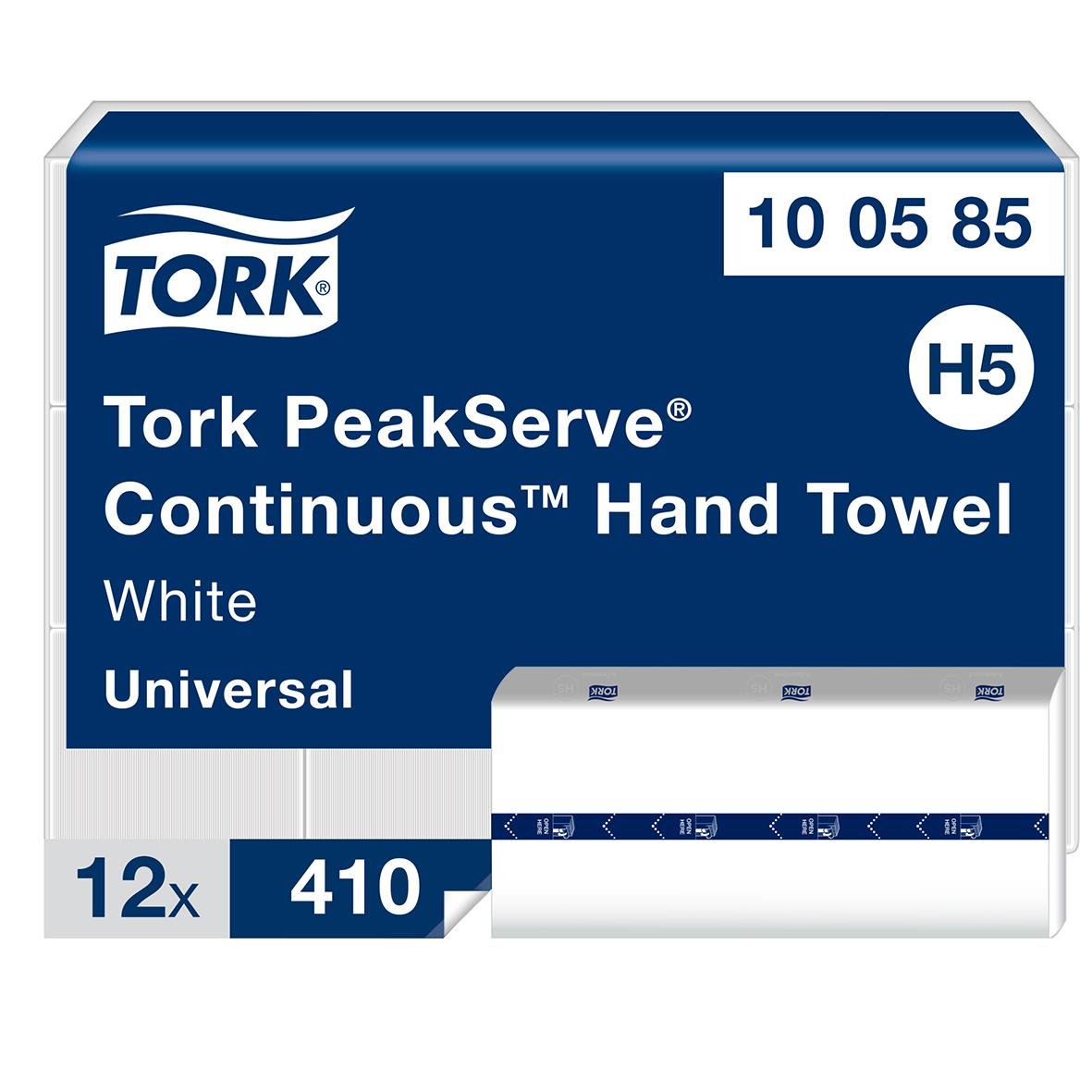 Pappershandduk Tork PeakServe H5, 12-pack, vit, 201x225mm, kontinuerlig, universal, 410 blad