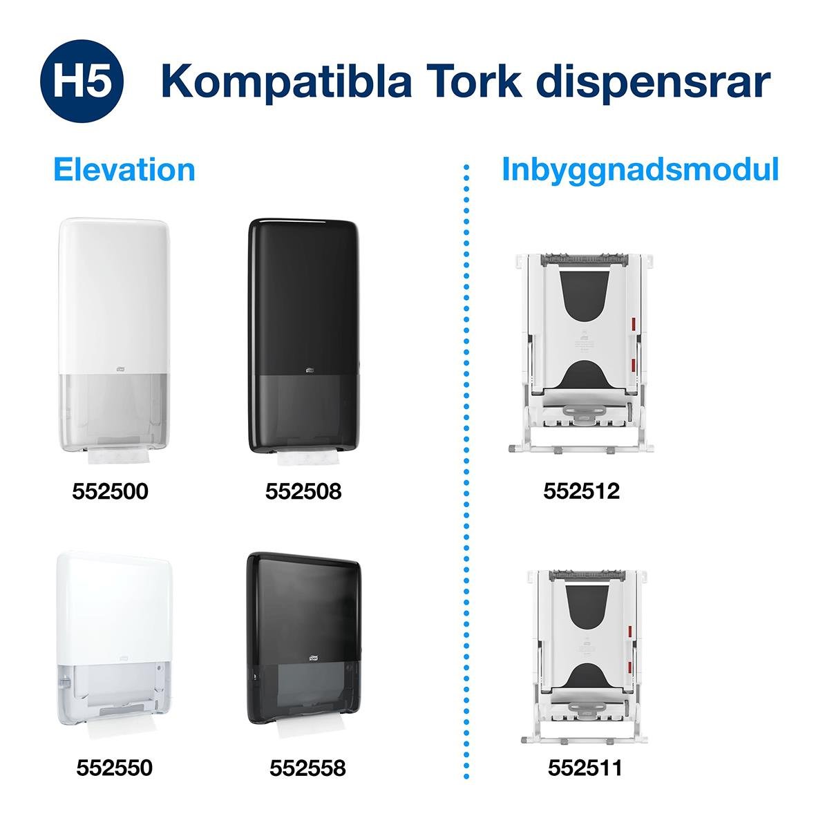 Pappershandduk Tork H5 PeakServe Uni 201x225mm, bild av dispenser och tillbehör