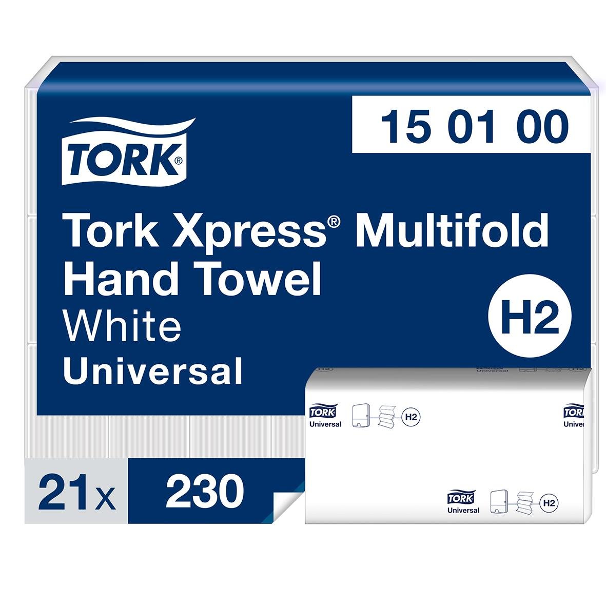 Pappershandduk Tork Xpress Multifold H2, vit, 21x230 ark, 196x255mm