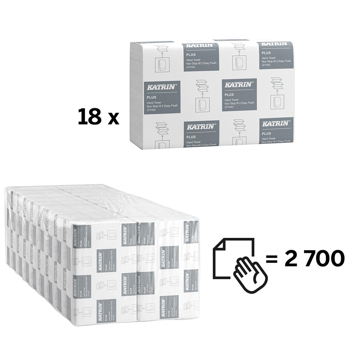 Pappershandduk Katrin M Plus 2-lg Spolbar 206x240mm, 18 paket, totalt 2700 handdukar