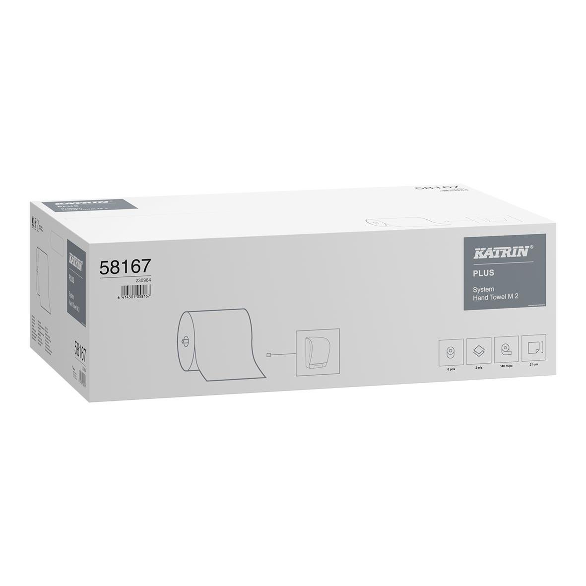 Katrin System M Plus 2-lg pappershandduk i stor förpackning 210mm x 140m