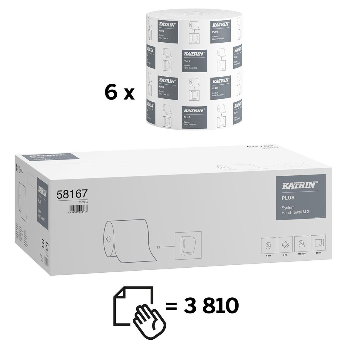 Katrin System M Plus pappershandduk i storpack, 210mm x 140m, 6 rullar