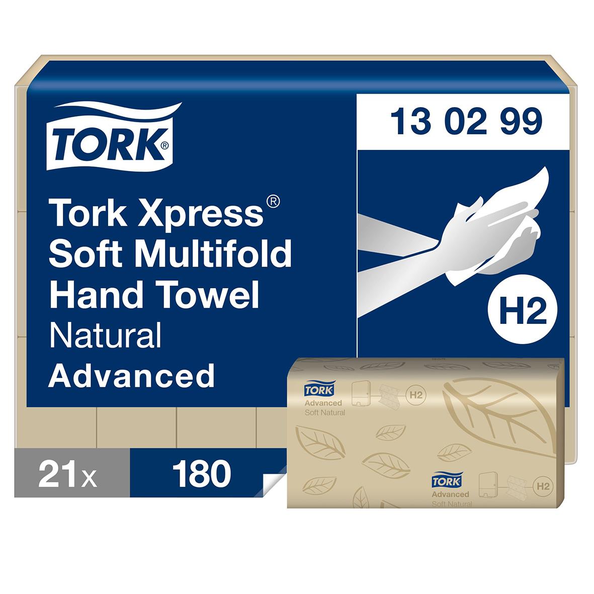 Pappershandduk Tork H2 Adv 2-lg Natur 213x240mm 50010186_1