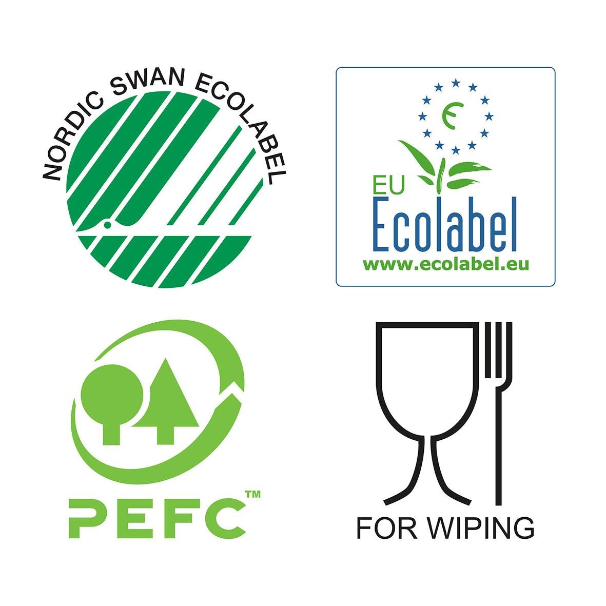 Pappershandduk Katrin W-Fold L Plus 3-lg 203x340mm med ekologiska och hållbara symboler