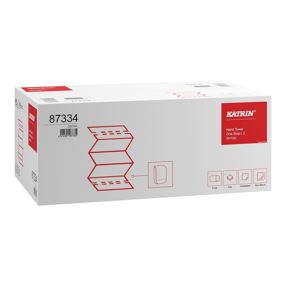 Pappershandduk Katrin W One Stop L 2-lg 206x340mm i förpackning