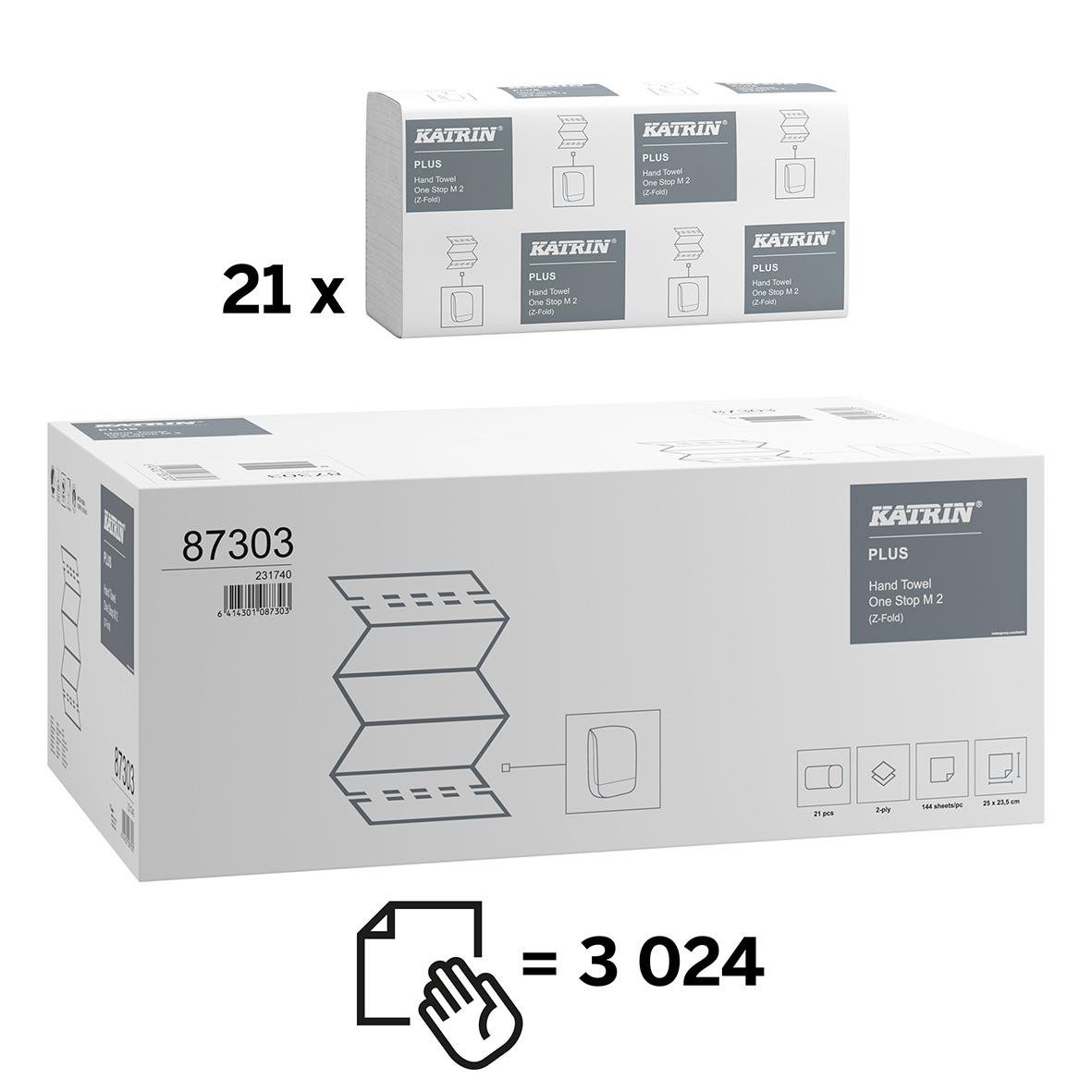 Pappershandduk Katrin Z-Fold M Plus 2-lg 235x250mm i förpackning