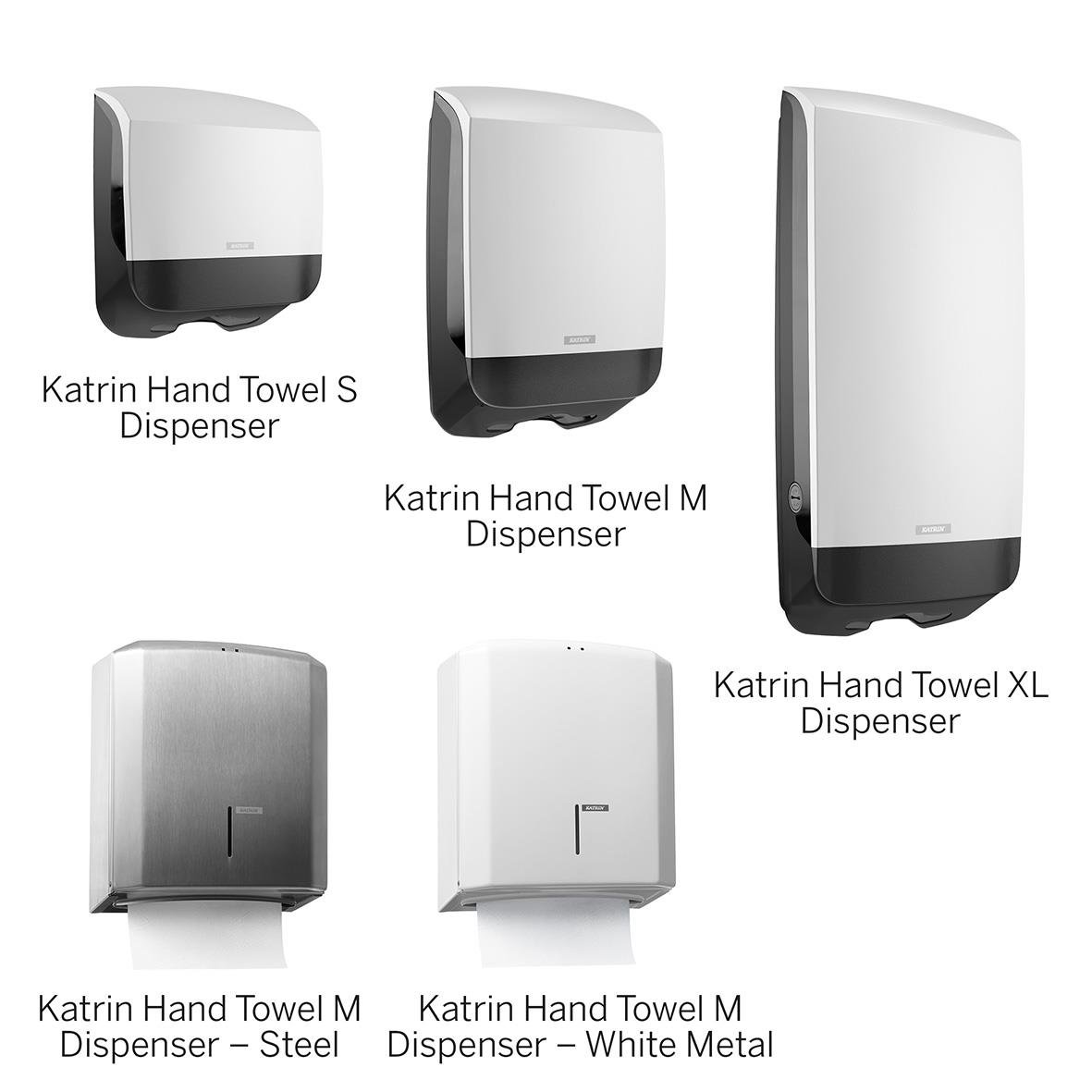 Pappershandduksdispenser Katrin Z-Fold M Plus 2-lg 235x250mm i olika modeller och material