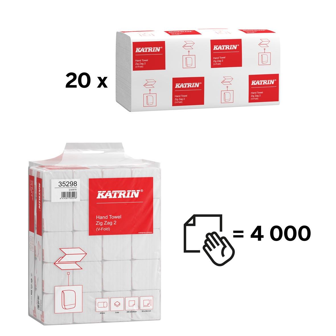 Katrin Zig Zag pappershanddukar i storpack, 224x230mm, 20 paket