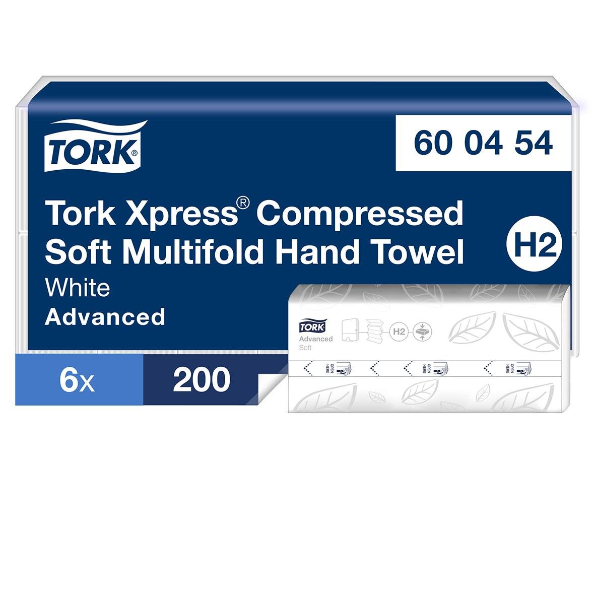 Förpackning med 6 vita komprimerade pappershanddukar för handtork, 212x320mm, 200 stycken