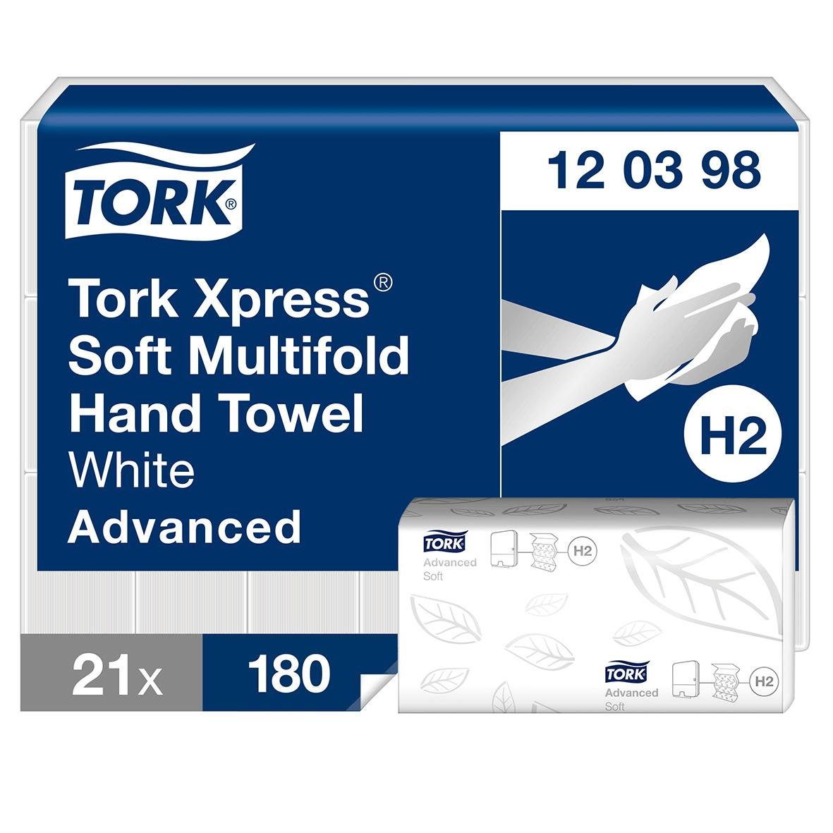 Pappershandduk Tork Xpress Soft Multifold H2, vit, 21x180, 212x255mm
