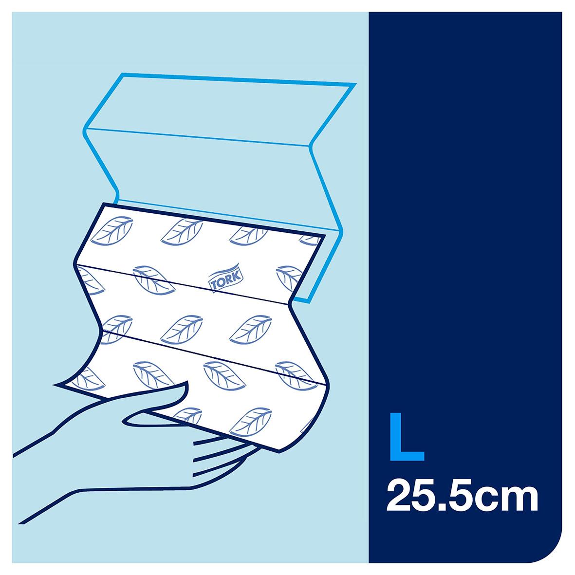 Pappershandduk Tork H2 Adv 2-lg 212x255mm, för hygienisk torkning, förpackning med 25,5 cm bredd