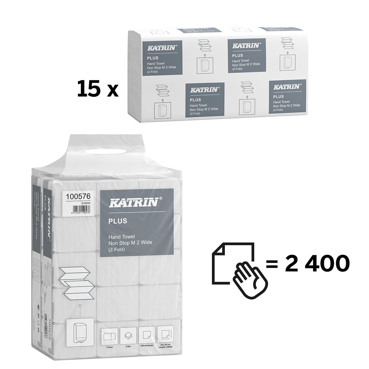 Katrin Plus handdukar i kartong, 15 paket, totalt 2400 handdukar