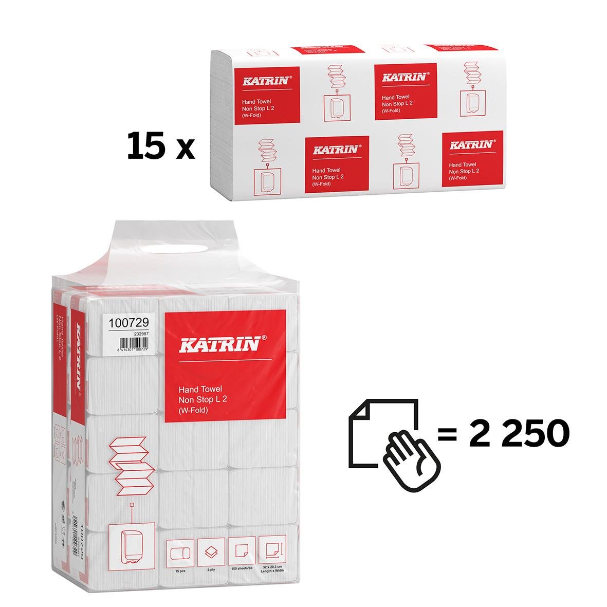 Katrin handdukar i storpack med 15 förpackningar, 2250 handdukar totalt